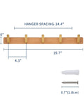 No Fuss Brass Wall Mount Coat Hooks Durable Entryway Hanger Rack with dimensions and mounting hardware displayed.