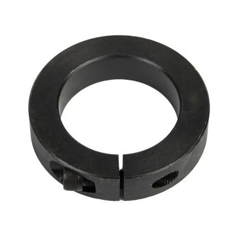One And Three Quarters Inch Bore Single Split Shaft Collar With Outer Diameter Two And Three Quarters Inches And Eleven Sixteenths Inch Wide Beefy Carbon Steel Two Pack For Secure Shaft Alignment And No Slippage, front view