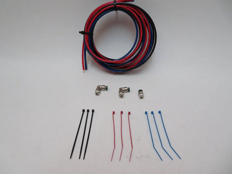 Top Grade USA Assembled Transmission Air Line Kit For Mack Trucks Featuring Three 10 Foot Colored Hoses And Swivel Push In Fittings, red blue black
