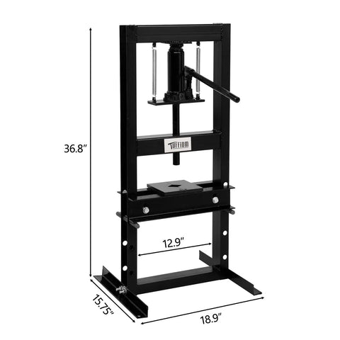 6-Ton Hydraulic Shop Press With Adjustable Working Table And H-Frame, Benchtop Garage Press For Auto Body Repair, Black