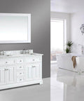Bathroom with white vanity featuring Satin Nickel Cabinet Knobs Set 15 Pack Round One And One Eighth Inch Dresser Pulls.