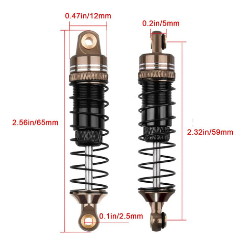 Long Travel Aluminum RC Shocks 59mm Eye To Eye For 1/18 TRX4M TRX4MT Crawler Upgrades With Threaded Bodies And Dual Spring Options