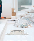 16 Piece Nickel Plated Concealed Cabinet Hinges, 2 Inch Flush Mount Butt Hinges for closet doors, drill nearby