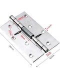 Two Piece Stainless Steel Spring Hinge Set For Cabinet Doors That Self Close And Keep It Quiet Folding Loose Leaf Wood Door Hinge With Flat Folding Design Heavy Duty Hardware For Home Or Commercial Use, dimensions displayed
