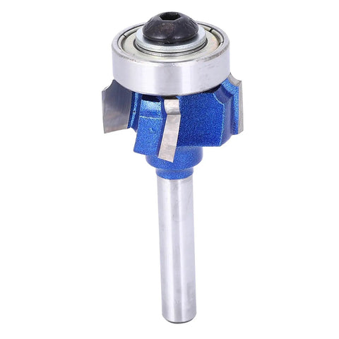 8mm Round Router Bit for Electric Trimmers, blue carbide with four teeth, designed for precise woodworking carving.