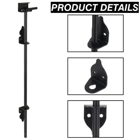 24 Inch Cane Bolt Drop Rod For Gates And Fences Black Finish Heavy Duty Ground Latch For Wooden And Metal Gates Doors Wrought Iron Gate Latches Outdoor Gate Stopper Made Of Solid Steel