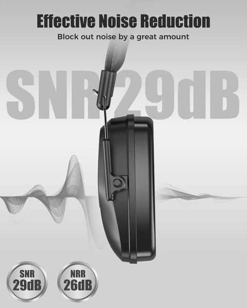 Side view of High Quality Hearing Protection Ear Muffs SNR 29 dB Noise Canceling for Adults Teens Adjustable Headband.
