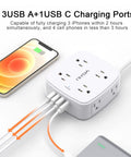 10 Foot Surge Protector Power Strip With 8 Wide AC Outlets And 4 USB Ports 3-Side Extender charging multiple devices