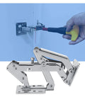 Concealed cabinet hinges with 170 degree rotation hydraulic soft close for thick doors being installed on a cabinet.