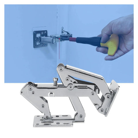 Concealed cabinet hinges with 170 degree rotation hydraulic soft close for thick doors being installed on a cabinet.