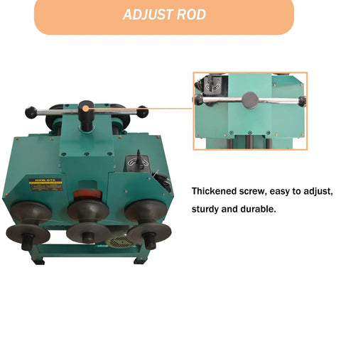 Adjust rod on Electric Pipe Tube Bender Machine 110V 1.5KW with sturdy, thickened screw for precision adjustments.