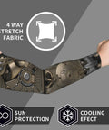 Steampunk Mechanical Gear Arm Sleeves Serve Up Top Shelf UV Sunblocking Shade And Cooling Compression For Weekend Warriors Hunting Chill Vibes On Road Trips And Patios, stretch fabric design.