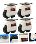 Heavy Duty Adjustable Swivel Furniture Casters With Locking Brakes Easy Quick Snap Install Smooth Nylon Rollers set for DIY projects.