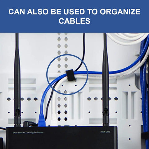 Universal 10 Inch Mounting Plate For Structured Media Enclosures With Velcro Roll securing cables and router.