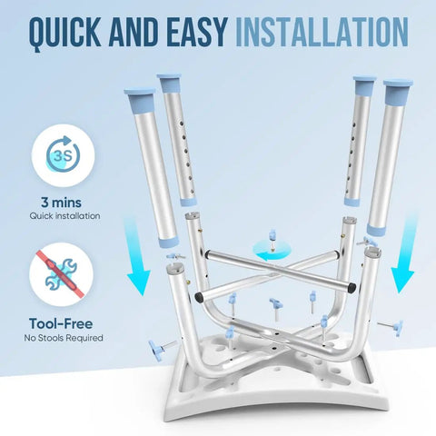 Heavy Duty Shower Chair 500lb Capacity, Padded Bath Seat With 6 Height Adjustable Tubes, Tool Free Assembly in installation process
