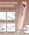 Go-To Facial Hair Remover For Women With Built-In Light And Stainless Steel Blade, Champagne electric razor charging options