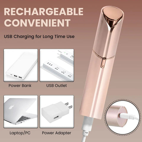 Go-To Facial Hair Remover For Women With Built-In Light And Stainless Steel Blade, Champagne electric razor charging options