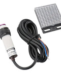 Retroreflective Photoelectric Sensor Switch M18 DC 10-30V Three Wire NPN Normally Open With Two Meter Sensing Distance And Reflector Panel