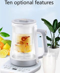 2 Liter Multifunctional Electric Kettle And Coffee Pot With Built In Strainer Stewing Cup Health Focused Water Boiler Top Tier Kitchen Essential Smooth Operator For Daily Brewing And No Stress Cooking with fruits in the brewing chamber.