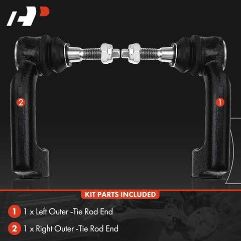 Front Outer Tie Rod End for Ford F-150 2009-2020 (Excludes Raptor), Expedition 2007-2021, Lincoln Navigator 2007-2019, Fix Uneven Tire Wear With Original Dimensions, Easy Install, Front Outer Left and Right, Driver and Passenger, black metal pair