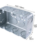 Three Gang Multi Device Electrical Switch Box Galvanized Steel Junction Box With Side Knockouts Six TKOs And Four One Half Inch Knockouts Bottom Knockouts Two And A Half Inch And Two And Three Quarter Inch Raised Grounded Heavy Duty Built Tough
