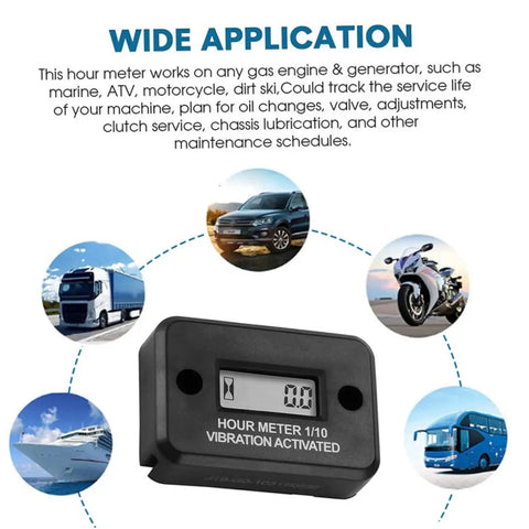 Wireless Hour Meter For Lawn Mowers And Diesel Electric Engines Waterproof Digital Run Time Gauge Rugged Outdoor No Fuss Maintenance DJ103 Easy Install On Site vibration activated hour meter for trucks, boats, motorcycles, and buses