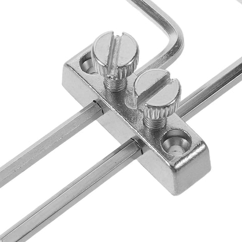 Close-up of Double Locking Tremolo Wrench Holder Kit For Guitar, Metal Headstock Mount With Hex Key Access, showing screw details.