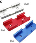 Portable Aluminum Woodworking T Track Cross Connector For Jig Setup And Tool Fixing in blue, red, silver variations