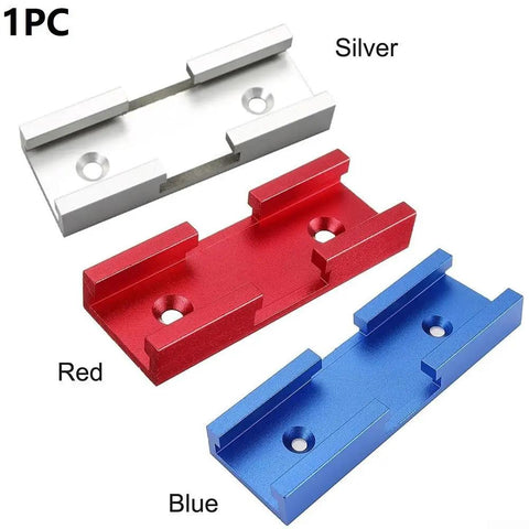 Portable Aluminum Woodworking T Track Cross Connector For Jig Setup And Tool Fixing in blue, red, silver variations