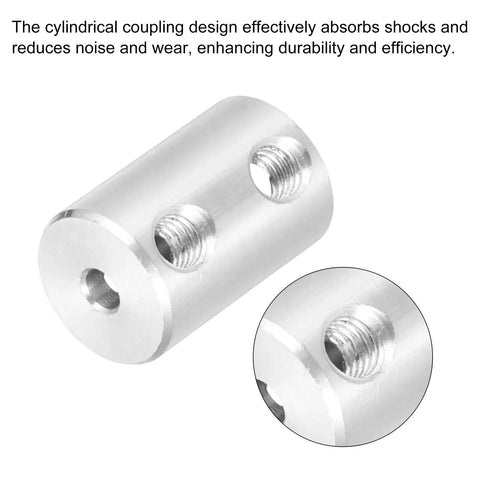 Rigid Screw Coupling For 3D Printers 3mm To 4mm Shaft Connector L18mm D12mm Steel Joint, showing cylindrical shock absorbing design