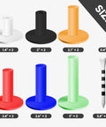 Color Coded Golf Tees 22 Piece Set With 12 Rubber Tees In 6 Sizes Two Each Plus Bamboo Tees For Driving Range Simulator Mat