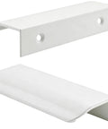 White 3.94 Inch Curved Edge Finger Pulls 10 Pack For Cabinets And Dressers 64mm Hole Centers Aluminum Alloy Back Mount Concealed Handles