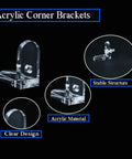 Straight Up Clear Acrylic L Bracket 20 Pack Corner Braces With Screws And Bolts 90 Degree Right Angle Shelf Supports close-up view