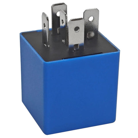 5-Pin Flasher Relay Replacement For Turn Signals And Hazard Warnings, blue electrical relay with metal pins
