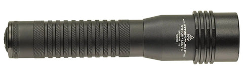 Strion HL 615 Lumen Rechargeable Pro Flashlight Without Charger, black, side view with textured grip and shockproof LED.