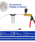Brake Bleeder Kit With Handheld Vacuum Pump And Adapters Vacuum Bleeder Pump With Pressure Gauge For Cars And Motorbikes Universal Bleeding Tool For DIY Ready Solo Use Durable Metal Construction Red, brass pump with gauge and hose