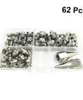 One Stop Grease Fitting Kit With Assorted Nozzles And Grease Gun Attachments For Bearings And Recessed Fittings in a 62 pc case