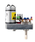 Front view of ASME-MRB 380kg.cm magnetic encoding digital servo mounted on metal base with small circuit board