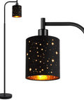 Industrial Floor Lamp With Adjustable Three Light Tree Stand For Living Room And Bedroom Modern Tall Rustic Pole Lamp 4W E12 LED Bulbs Vintage Farmhouse Style Reading Lamp Ambience Light featuring star pattern black shades