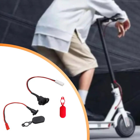 Electric Scooter Charging Port Cover With Silicone Sleeve And Connector Wire Durable Rainproof Protector Easy To Use Replacement Charging Port Accessory