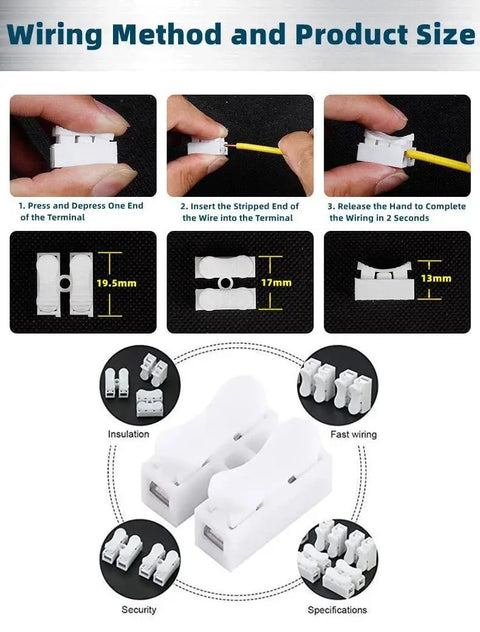 Push Quick Wire Connector Kit 55 Piece Boxed Set Spring Type Cable Connectors White Terminal Block DIY Home Wiring Guide