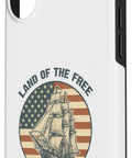 Patriotic Sailboat Flag Case For iPhone 16 With Red White And Blue Merica Pride Durable Protective Shell featuring ship wheel