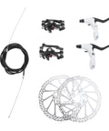 Genuine Hydraulic And Mechanical Disc Brake Kit For Mountain And Road Bikes With Front And Rear Setup Featuring Beast Mode Stopping Power And Thick Multi Foot Pads, includes levers and rotors.