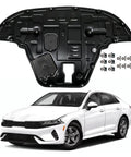 Heavy Duty Engine Splash Shield For Kia K5 2021 To 2025 Underbody Skid Plate Guard showing triple thick design and installation hardware.