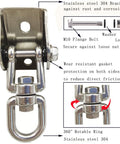 Heavy Duty 1000 Lb Hanging Hardware Kit With 360 Degree Rotating Hooks detail showing stainless steel bracket and components