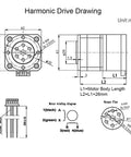 Harmonic drive technical drawing for Pro Level Mini Harmonic Drive With Bulletproof Strain Wave Gear Reducer.