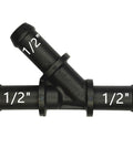Three Way Coolant Hose Y Tee Connector For One Half Inch Hoses, Quick Connect Radiator Pipe Fitting, black, three 1/2-inch barbs.