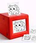 Bioetva Ai Voice Printer Portable Sticker Maker Machine inkless thermal tech printing cute cat and animal labels on paper.