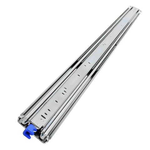 Heavy Duty Full Extension Drawer Slides With Locking Rails, cold rolled steel, 300 lb capacity, side mount design.