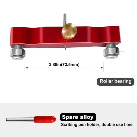 Precision Badass Knife Maker Centerline Scribe Kit Two Pack adjustable carbide tip with roller bearing and scribing pen holder.